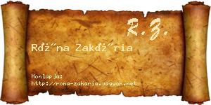Róna Zakária névjegykártya